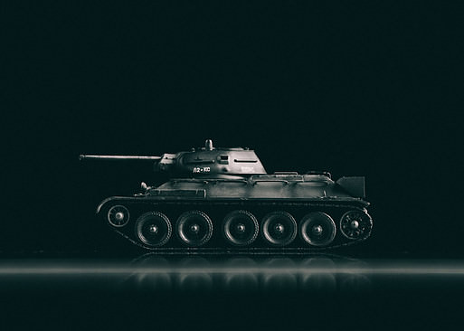 Miniature T 34-85 tank shot